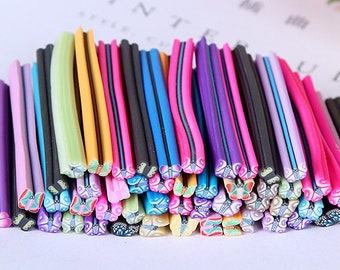 10 Polymer Clay Butterfly Canes Slices, 50mm x 5mm