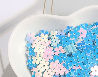 Chunky Blue Iridescent Flower Shape Glitter, Holo Glitter, Blue Color Shift, Sprinkle Toppings, Slime Supplies