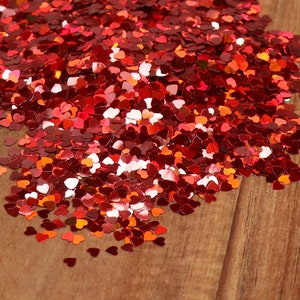 Red Iridescent Heart Shape Glitter, Heart Glitter, 3D glitter, Holo Shift Glitter, Sprinkle Toppings, Slime Supplies