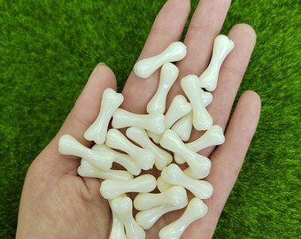 25 Ivory Halloween Bone Cabochons, Off White Bone, 3d Dog Bone, Halloween Miniature Cabochon