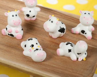 Little Silly Cows v2, Resin Cows, Cow Cabochon, Dollhouse Mini, Dollhouse Figurines, Farm Animal Figurines