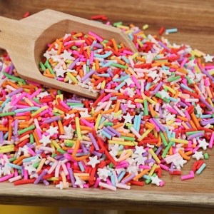 Rainbow Star Mix Clay Sprinkles, Fake Sprinkles, Polymer Sprinkles,, Sprinkle Toppings, Decoden, Rainbow Sprinkles, Slime Supplies