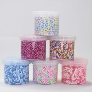 2mm Mixed Foam Beads for Slime, Mixed Colors, Multiple Sizes, Multiple Colors