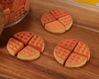 4 Resin Waffle Cabochons, Breakfast Cabochons, Resin Food, Fake Food, NON-EDIBLE