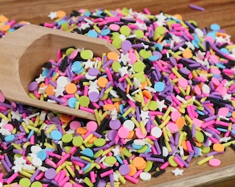 Neon Party Mix Clay Sprinkles, Fake Sprinkles, Polymer Sprinkles,, Sprinkle Toppings, Decoden, Rainbow Sprinkles, Slime Supplies