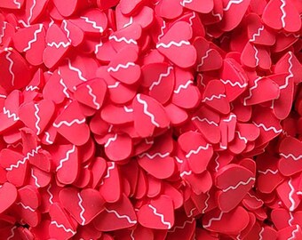 Red Heart Polymer Clay Slices Heart Clay Sprinkles, Fake Sprinkles, Sprinkle Toppings, Decoden, Rainbow Sprinkles, Slime Supplies