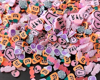 Alien Pumpkins Creepy Halloween Polymer Sprinkles Mix, Spooky Faux Sprinkles, Clay Fake Sprinkes, Decoden, Slime Supplies