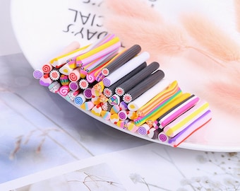10 Polymer Clay Cake Canes Slices, 50mm x 5mm