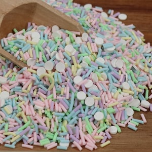 Rainbow Pastel Mix Clay Sprinkles, Fake Sprinkles, Polymer Sprinkles,, Sprinkle Toppings, Decoden, Rainbow Sprinkles, Slime Supplies