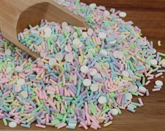 Rainbow Pastel Mix Clay Sprinkles, Fake Sprinkles, Polymer Sprinkles,, Sprinkle Toppings, Decoden, Rainbow Sprinkles, Slime Supplies