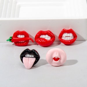 Resin Lips for Decoration, Red Lips, Resin Lip Charms, Lip Cabochons, Red Lip Decorations