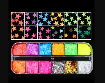 Chunky Glitter Mixed Set, STAR Glitter, Chunky Glitter, Manicure Set, Colorful Sequins, Nail Glitter, Slime Supplies, S3