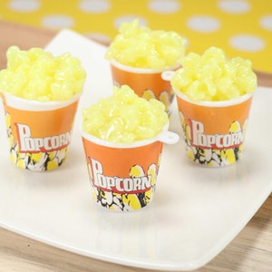 3 Resin 1:6 Scale Popcorn Bucket Charms, Dollhouse Food, Cute Movie Theatre Snacks, Resin Food, Fake Food, NON-EDIBLE