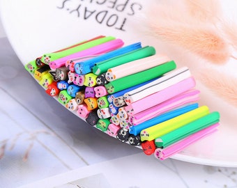 10 Polymer Clay Animal Canes Slices, 50mm x 5mm