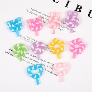 6pcs Mini Lollipop Charms, Open Lollipop Charms, Shaped Lollipop Charms, Dollhouse Food, Resin Charms, NON-EDIBLE