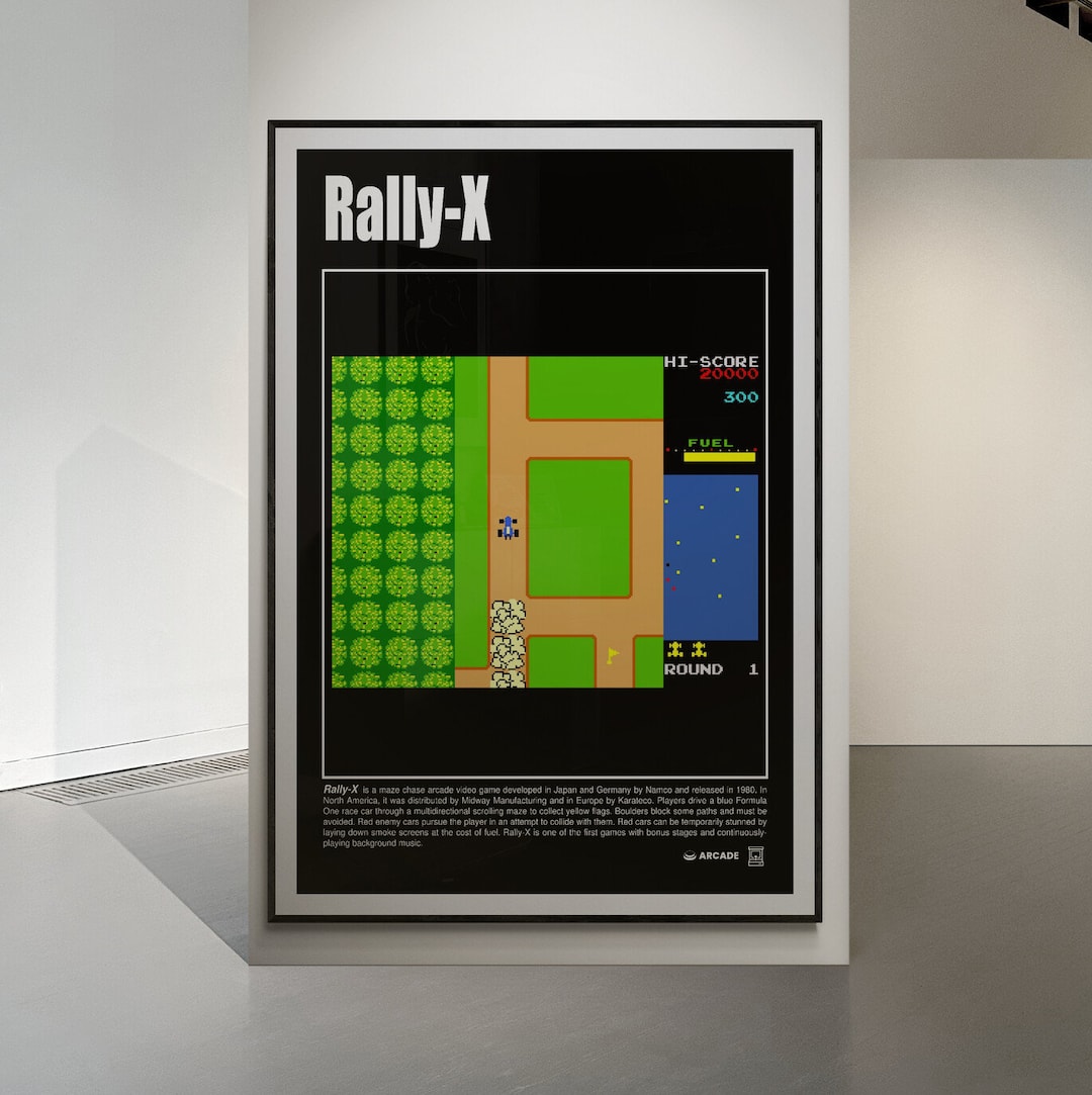 Rally-x Vintage Arcade Video Game Poster - Downloadable File 300 Dpi ...