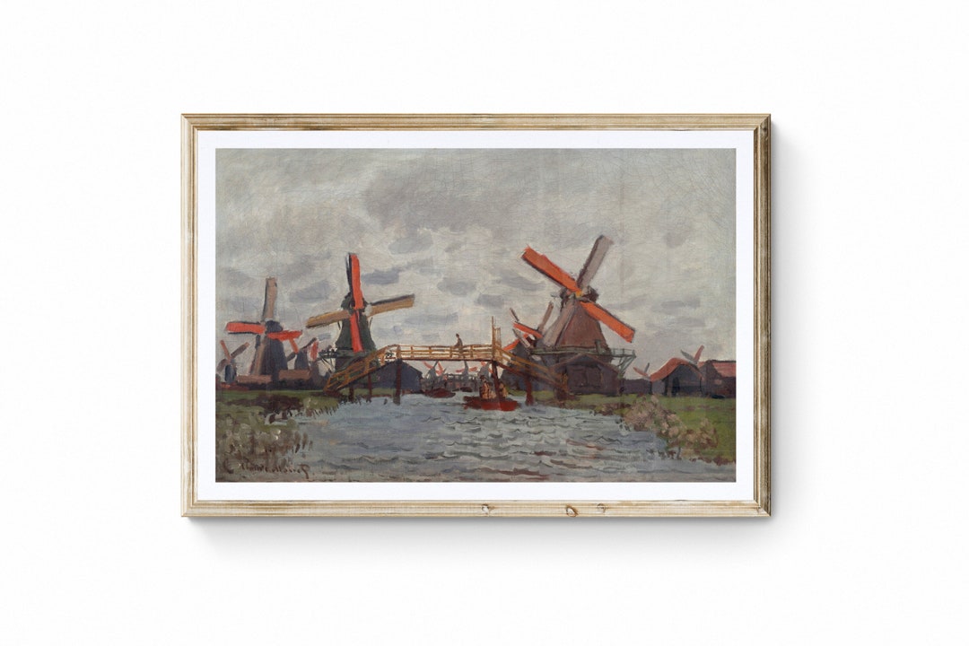 Painting by Claude Monet / Printable Painting / Windmills in ...
