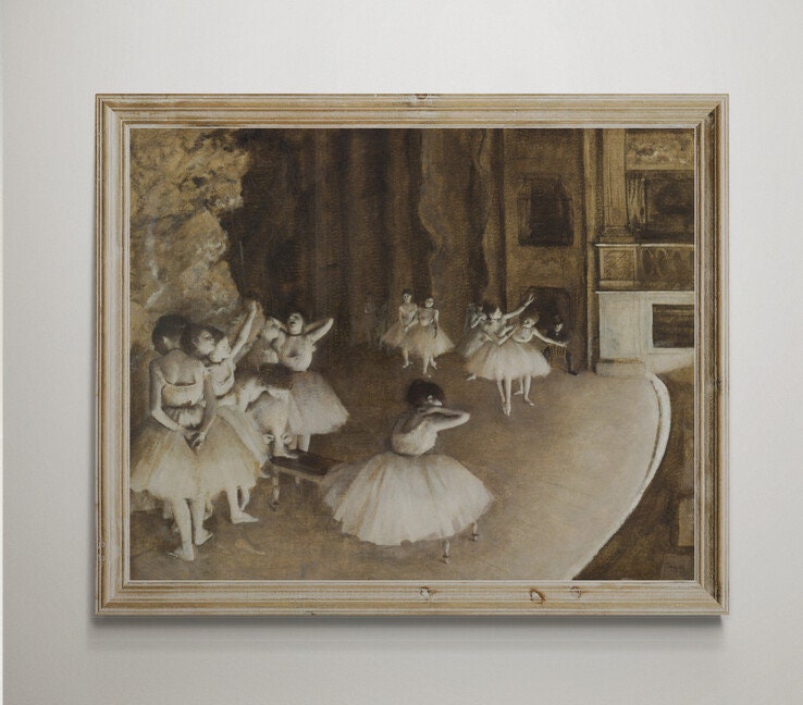 Painting by Edgar Degas Ballet Rehearsal on Stage - Ballet rehearsals on stage 1874 / downloadable file resolution 300 dpi
