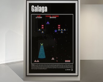 Galaga vintage arcade video game poster - downloadable file 300 dpi resolution video game