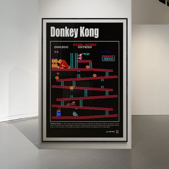 Poster videogame vintage arcade Donkey Kong - file scaricabile risoluzione 300 dpi videogioco