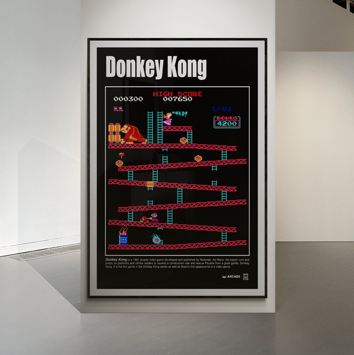 Donkey Kong Vintage Arcade Video Game Poster - Downloadable File, 300 ...