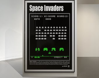 Space Invaders vintage arcade video game poster - downloadable file resolution 300 dpi video game