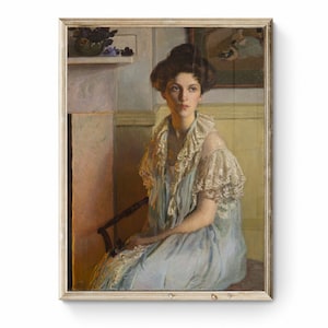 Painting by Lilla Cabot Perry 1910 / Lady with a bowl of violets / downloadable file resolution 300 dpi