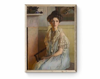 Painting by Lilla Cabot Perry 1910 / Lady with a bowl of violets / downloadable file resolution 300 dpi