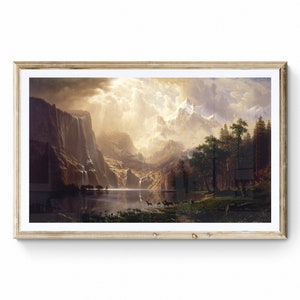 Painting by Albert Bierstadt / Printable painting / Among the Sierra Nevada mountains, in California / downloadable file resolution 300 dpi