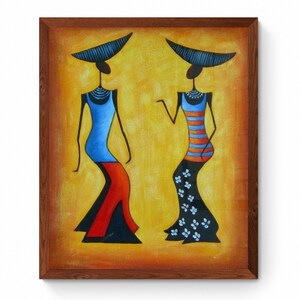Painting of stylized women / Printable African painting / downloadable file resolution 300 dpi