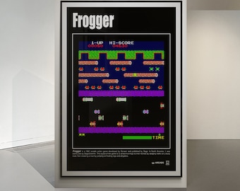 Frogger arcade vintage video game poster - downloadable file resolution 300 dpi video game