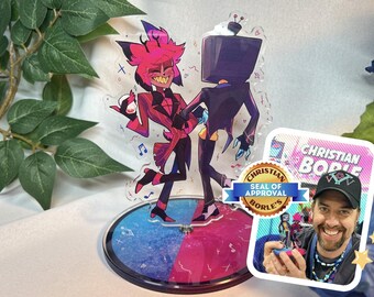 ハズビンホテルのヴォックスとアラスターの天使/悪魔キーホルダー