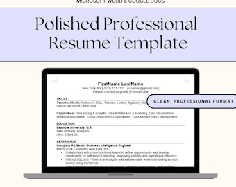 Polished Professional Resume Template – Word & Google Docs
