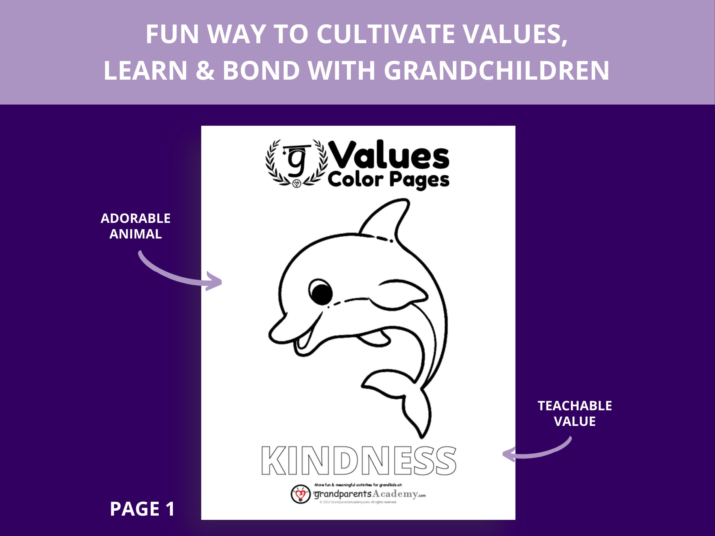 10 Values-based Printable Color Activities for Grandchildren | BUNDLE ...