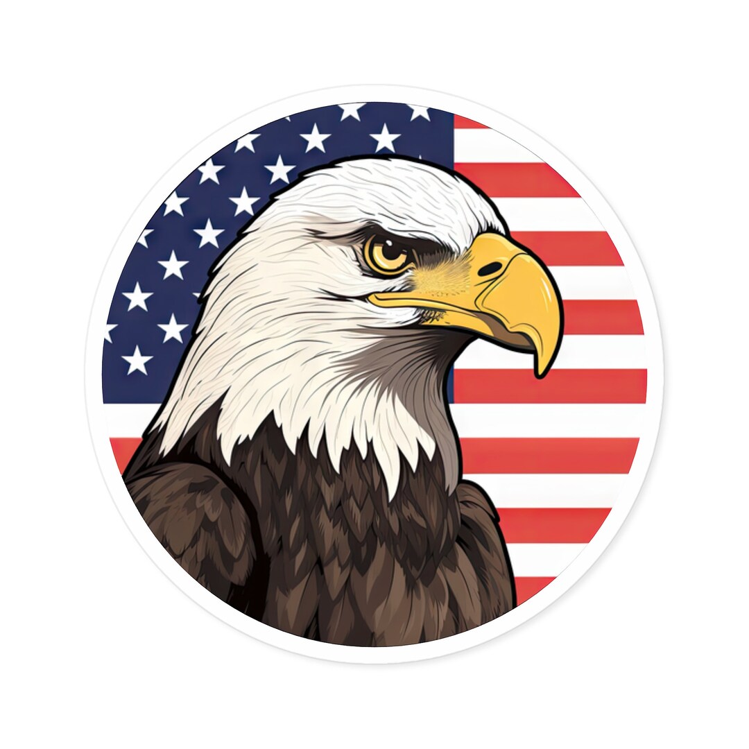 American Bald Eagle Sticker Circle Sticker USA Stickers Etsy
