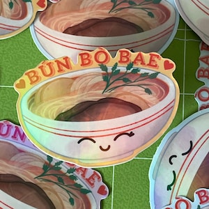 Bun Bo Bae Waterproof Vinyl Sticker Vietnamese Pho Soup - Etsy
