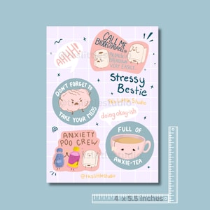 Feuille d’autocollants Bestie stressée | Pack d’autocollants anxieux | Accessoire de planificateur | Santé mentale