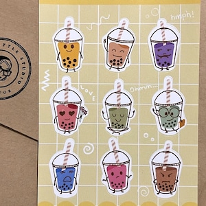 Bubble Tea Sticker Sheet “Boba Friends” Milk Tea Characters