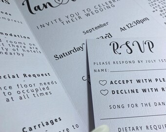 Bespoke wedding monochrome floral simple invitations