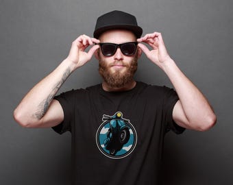 Scooter in the air, retro graphic t-shirt, scooter t-shirt, scooter t-shirt, scooter, retro style, unisex cotton tee, everyday wear