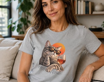 Wine cat, graphic graphic tee