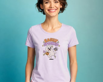 Halloween ghost graphic tee, cartoon spooky shirt