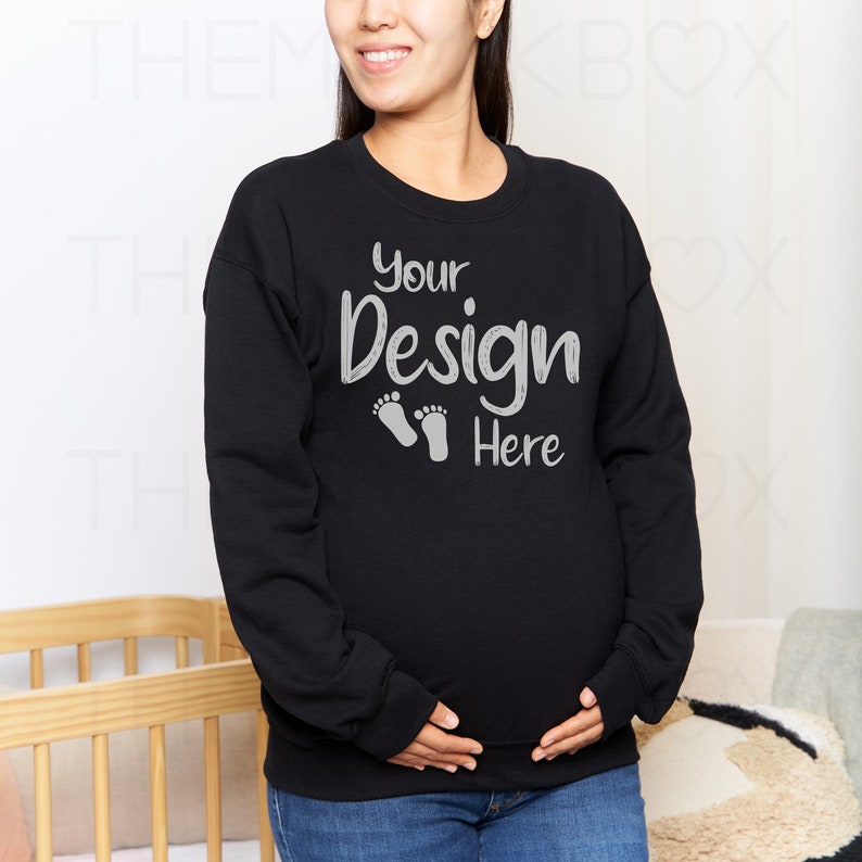 Maternity Mockup Gildan 18000 Mockup Gildan Black Mockup Pregnancy