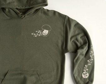 Mushroom hoodie, Cottagecore hoodie, cute mushroom top, Fall hoodie, gift for gardener, Mushroom clothes, mushroom foraging hoodie