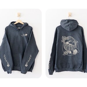 Cute mushroom hoodie. Dark heather coloring. Fall hoodie.