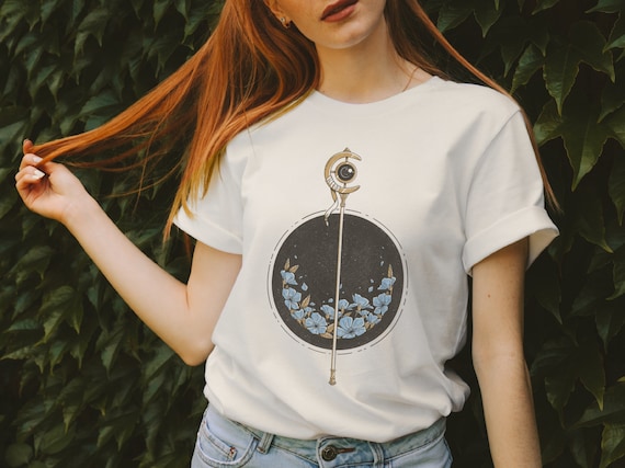 Frieren Shirt, anime shirt, frieren staff t shirt, anime gift for her, cottagecore vibe shirt, blue moon weed flower shirt, elf shirt