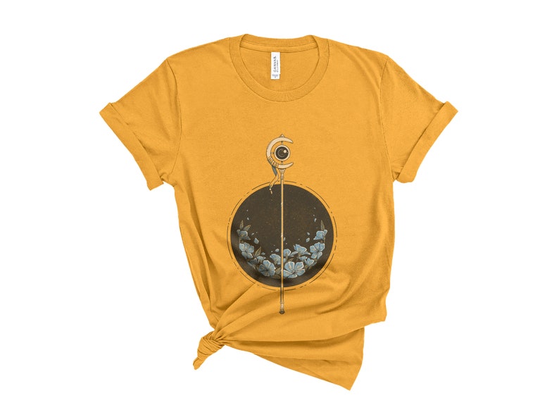Frieren staff and blue flowers. Anime shirt
