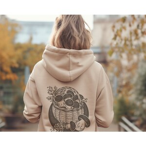 Cute mushroom hoodie. Sand coloring. Fall hoodie.