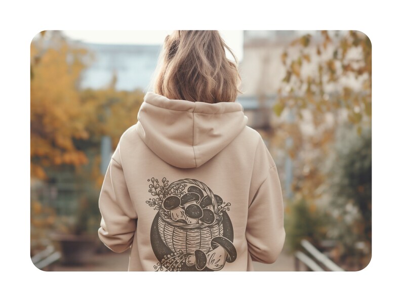 Cute mushroom hoodie. Sand coloring. Fall hoodie.