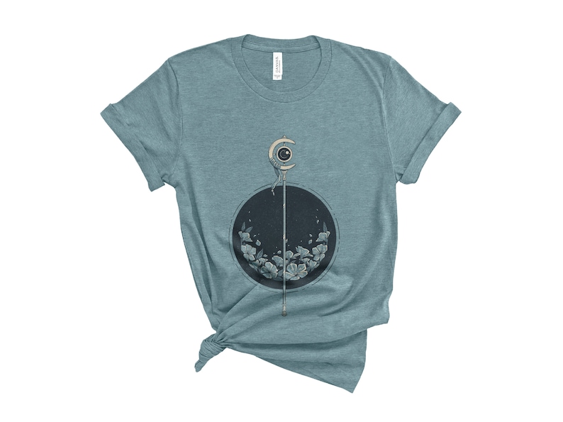 Frieren staff and blue flowers. Anime shirt